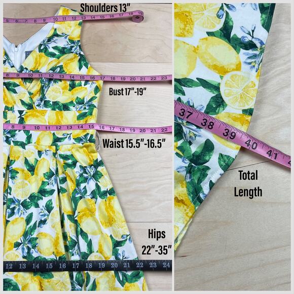 Vintage Y2K Lemon Print Novelty Sleeveless Dress - Picture 6 of 7